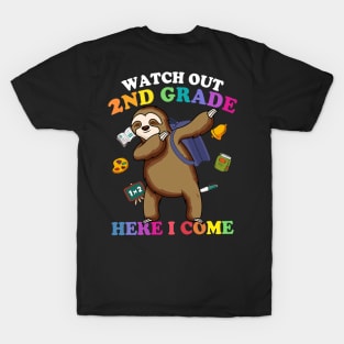 Funny Sloth Watch Out 2nd grade Here I Come T-Shirt